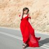 Kırmızı Yırtmaçlı Elbise - Görsel 2